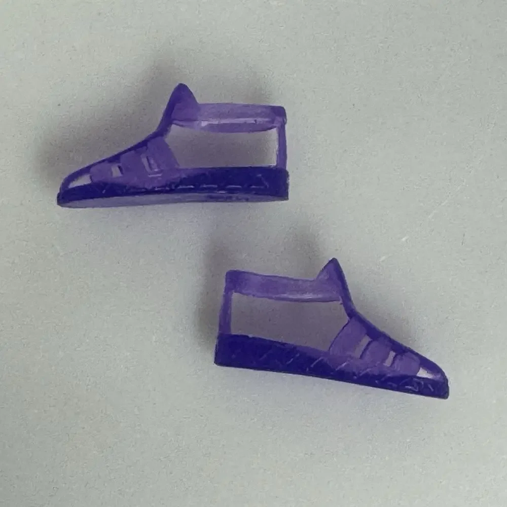 Vtg Barbie Doll Shoes Translucent Purple Strappy Flat Jelly Sandals 90’s